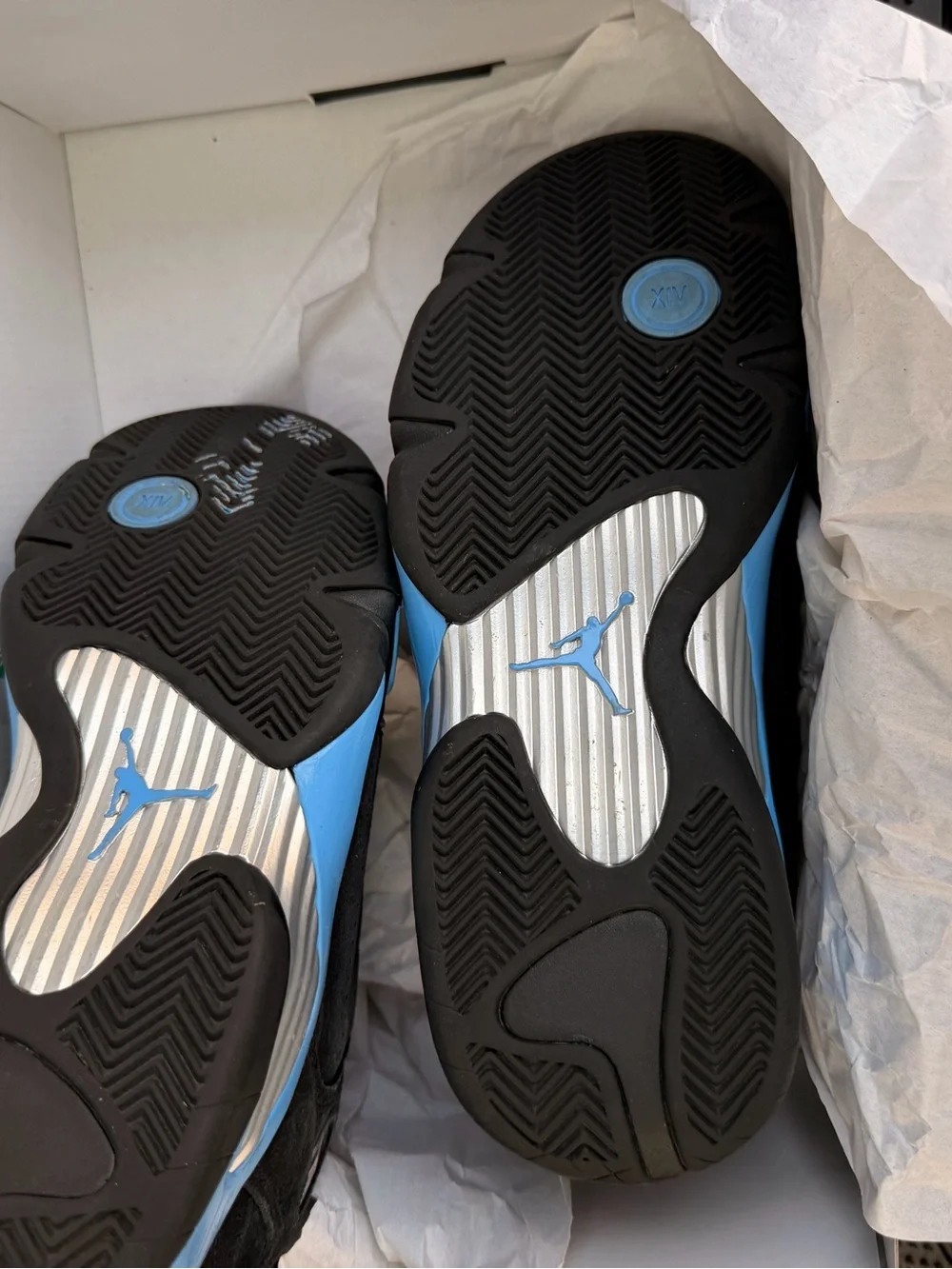 Jordan Retro 14 Black & University Blue Suede Basketball Sneakers